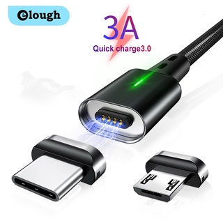 Elough สายชาร์จแม่เหล็ก Micro USB TypeC 1 เมตร 2 เมตร ชาร์จเร็ว สําหรับ Android USB-C