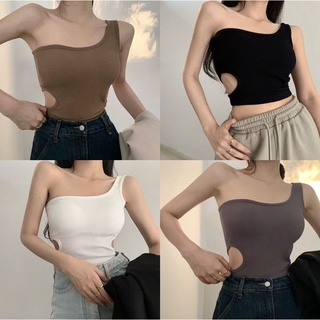 เสื้อไหล่ข้างเดียว เสื้อไหล่เฉียง เสื้อครอป สายเดี่ยว [SSL]