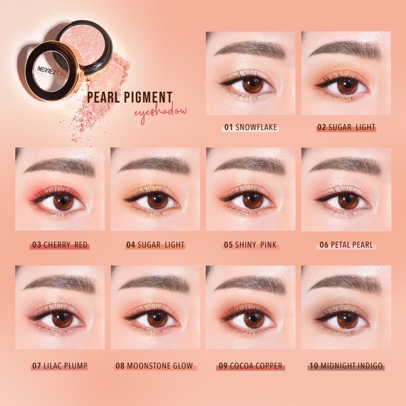 (ตลับกลม)Merrezca Pearl Pigment Eyeshadow 1.8g. เมอเรสก้า เพิร์ล พิกเมนท์ อายแชโดาว์