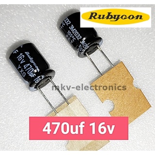 (5ตัว) 470uf 16v 105c Rubycon 10x13mm. (รหัสสินค้า M00593)