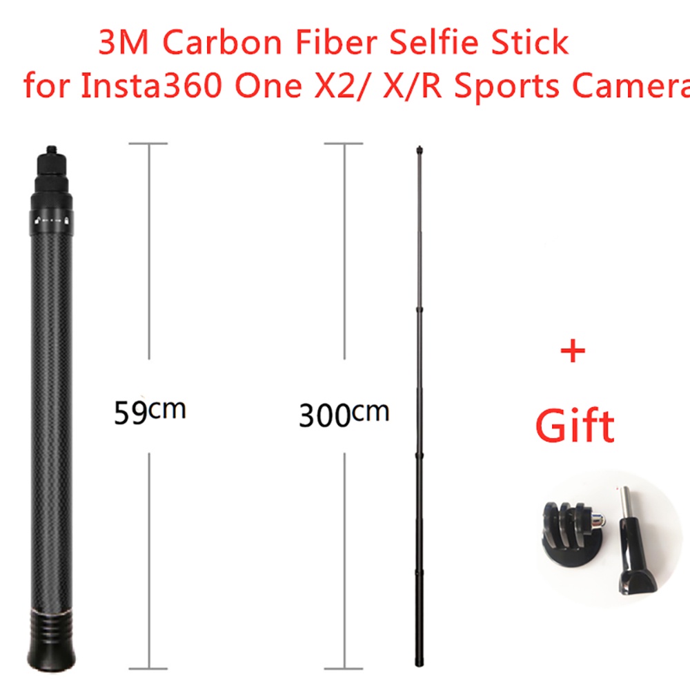 OSMO 360 กล้องพาโนรามา 3m คาร์บอนไฟเบอร์ยาวพิเศษที่มองไม่เห็น Selfie Stick สําหรับ DJI Action5/Insta360 X5/ GO3 S/ X4/X3/Ace pro2/ สําหรับ GoPro ขาตั้งกล้องอุปกรณ์เสริม