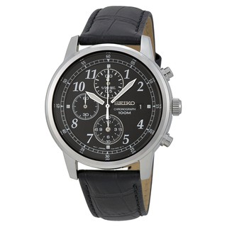 Karnvera Shop SEIKO SNDC33P1 Mens Chronograph Classic,Black Leather,Black Dial,SNDC33p1