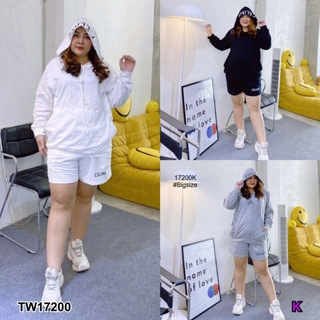 set #Bigsize 2 ชิ้น เซทเสื้อแขนยาว ทรง sweater แต่งกระเป๋าทรงจิงโจ้ด้านหน้า และฮู้ดรูด