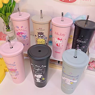 พร้อมส่ง💕 แก้วเก็บความเย็น ซานริโอ้ 750ml. แถมหลอด แก้วน้ำสแตนเลส 304 แก้วเก็บอุณหภูมิ ลายการ์ตูน | Bluerubystore