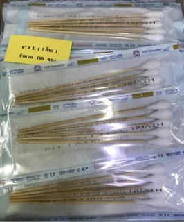 ไม้พันสำลี สเตอร์ไรด์ ห่อใหญ่ 100 ซอง Cotton Stick Sterile
