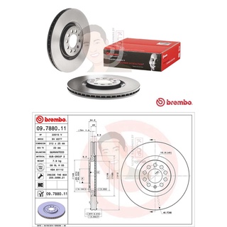 09 7880 11 จานเบรค ล้อ F (ยี่ห้อ BREMBO) รุ่น UV AUDI TT 1.8 ปี1998-2006