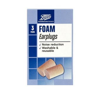 ที่อุดหู Boots foam Earplugs ที่อุดหูลดเสียงรบกวน แบบโฟม 1 กล่องมี 3 คู่