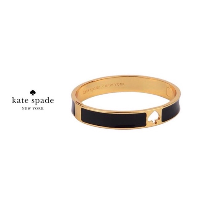 [ของแท้ 100%] Kate Spade Bangle Hole Punch Bracelet - Black / กำไลผู้หญิง กำไลแฟชั่น