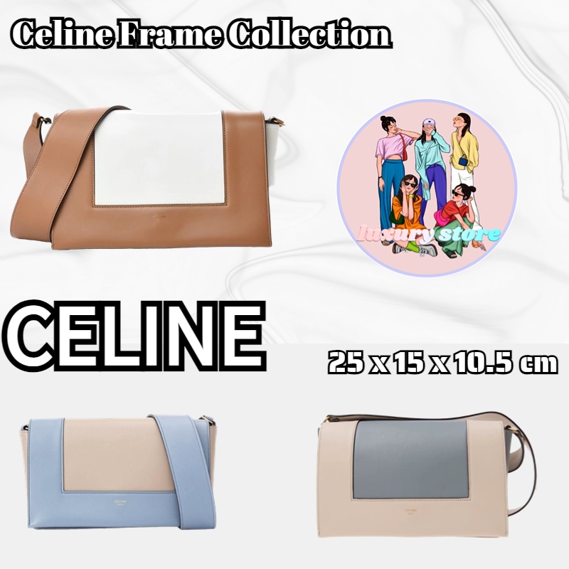 CELINE Celine/Frame Series/Medium/Two Tone Leather Handbag/Shoulder/Crossbody Bag กระเป๋าถือ/สะพายไหล่/สะพายข้าง