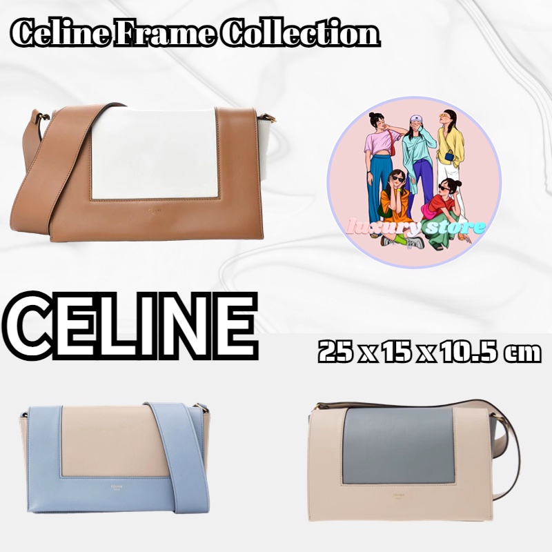 CELINE Celine/Frame Series/Medium/Two Tone Leather Handbag/Shoulder/Crossbody Bag กระเป๋าถือ/สะพายไห