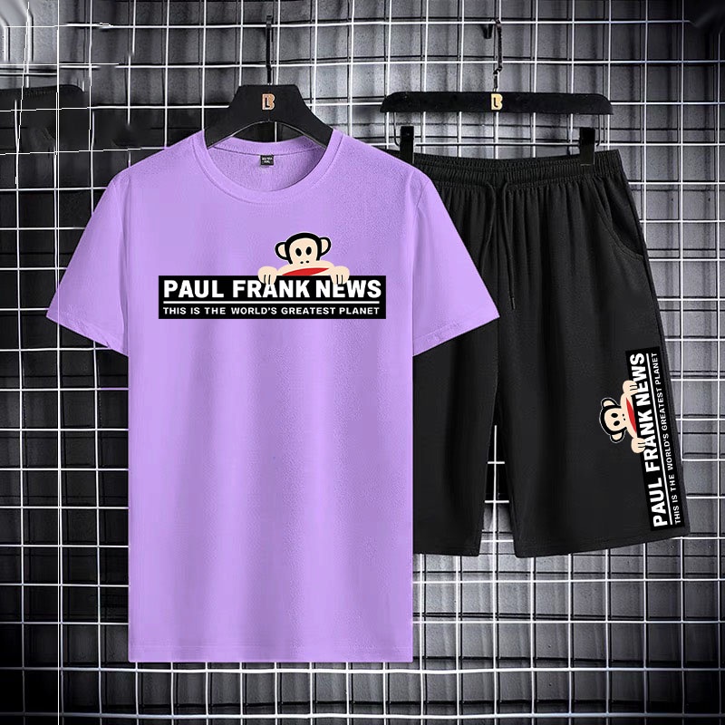 ชุดเซ็ทแฟชั่นเสื้อยืดสกรีนลายกางเกงขาสั้นกางเกงขาสั้น เเนวกีฬาออกกำลังกาย ใส่เที่ยว T693-DK693