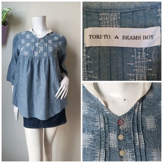 TORI TO BEAMS BOYเสื้อผ้าฝ้ายไม่ยืด Size M รอบอก 36 นิ้วค่ะ