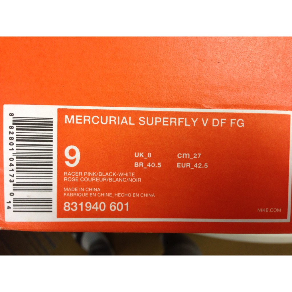 รองเท้ามือแท้สอง NIKE  Mercurial Superfly V DF FG US 9