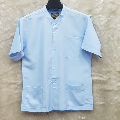 เสื้อกูรงชายแขนสั้น คอจีน มีกระเป๋าอเนกประสงค์ 3 ใบ สุภาพเรียบร้อย รุ่น SHC39