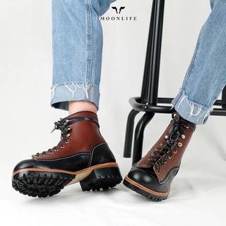 Moonlife 911 - Brown and Black รองเท้าหนังวัวแท้