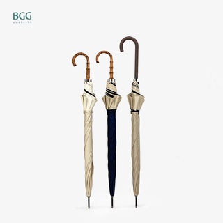 BGG 100% UV cut extra windproof umbrella ร่ม ร่มยาว ต้านลมแรง กันยูวี 100%  ด้ามจับไม้ไผ่งาม/ ด้ามจับไม้ (WA104950)