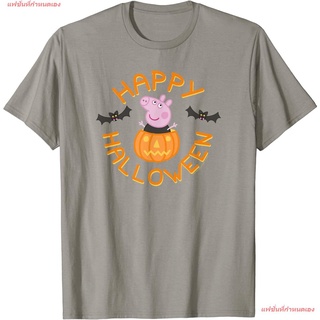 เสื้อยืดผ้าฝ้ายแฟชั่นที่กำหนดเอง เปปป้าพิก เสื้อ เสื้อยืดลายการ์ตูน Peppa Pig Halloween Peppa Pig Pumpkin Happy Hallowee