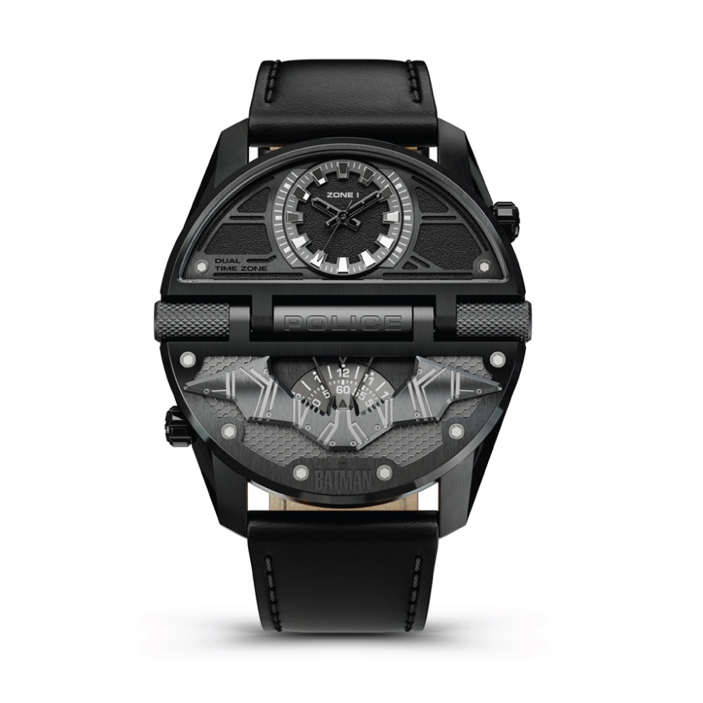 (ของแท้ประกันช้อป) POLICE นาฬิกาข้อมือ THE BATMAN Edition  สายหนังสีดำ PEWJA2204901 นาฬิกาข้อมือผู้ชาย