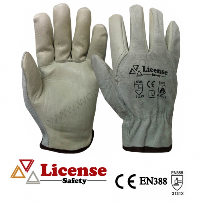 ถุงมืออาก้อนหนังวัวงานเชื่อม Argon welding Gloves สีเทา(1คู่/แพค)