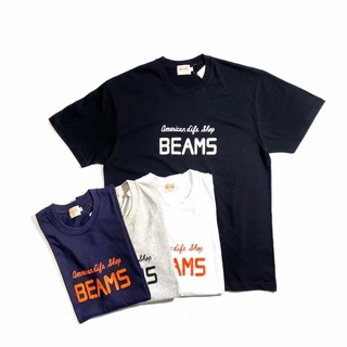 เสื้อยืดคอกลม แขนสั้น ผ้าฝ้ายแท้ พิมพ์ลายตัวอักษร Beams CLASSIC สําหรับผู้ชาย