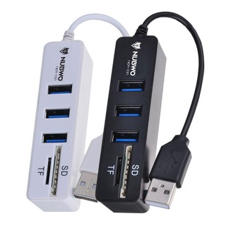 Nubwo ตัวเพิ่มช่อง ยูเอสบี+ ตัวอ่านการ์ด USB HUB 3 Port +CardReader 2 in1 รุ่น NCR-100  #474