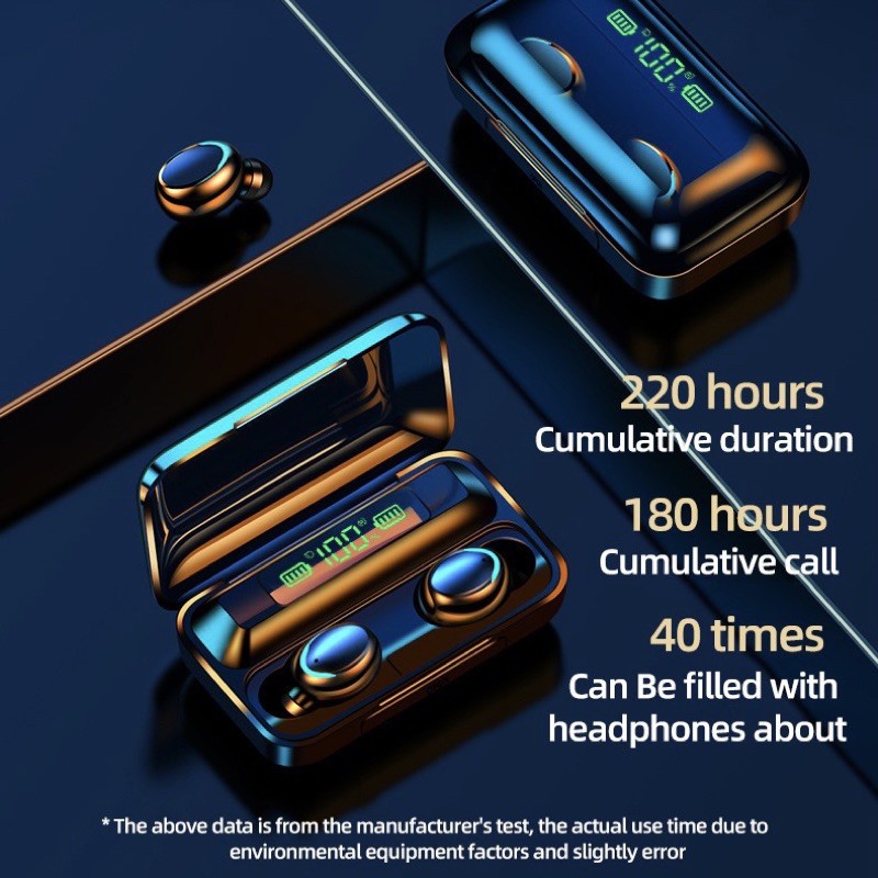 หูฟังบลูทูธ TWS-F9 Wireless bluetooth 5.0  สเตอริโอ หูฟังเล่นเกมส์ แยกเสียงซ้ายขวา รุ่น F9