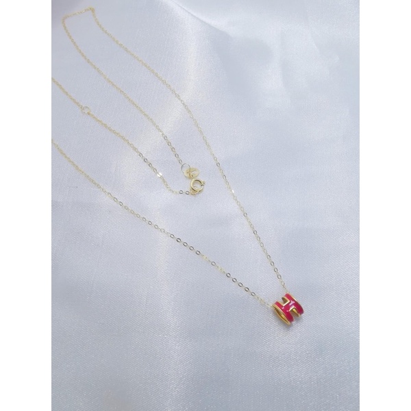 สร้อยคอ ทองคำแท้​ 18k (75% ทอง) จี้ตัว H ทอง แท้ 99.99%  น้ำหนักทองรวม​ 0.40 g.