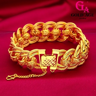 Ga เครื่องประดับแฟชั่นเกาหลี สร้อยข้อมือชุบทอง 24k 20 มม. ชุบทอง ปีกกว้าง นาฬิกาโซ่ ของขวัญครอบงํา สําหรับผู้ชาย