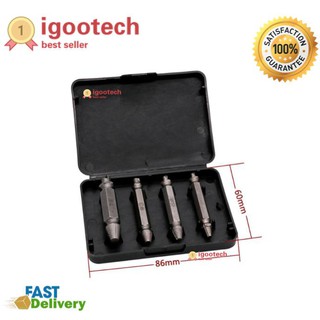 igootech tool set ชุดเครื่องมือถอนหัวน็อต สกรู ตะปู ที่ชำรุด 4 ชิ้น พร้อมกล่อง