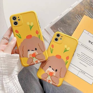 11 promax iPhone case เคสนิ่ม เนื้อซิลิโคน for iPhone X XS MAX XR  7+ 8PLUS full cover case หมีช่อดอกไม้