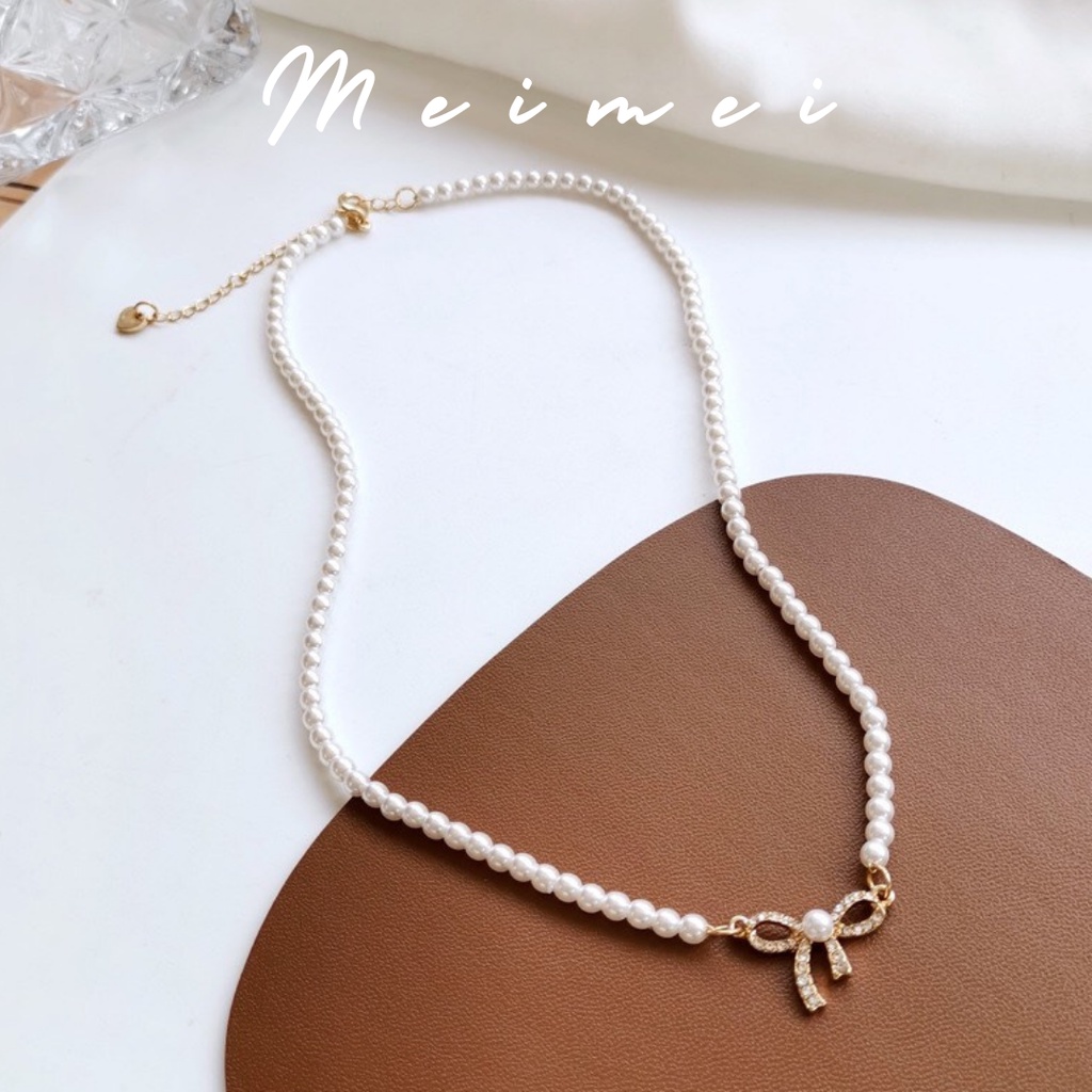 Chocker Necklace Meimei Chocker Bow Beaded Necklace VC0018