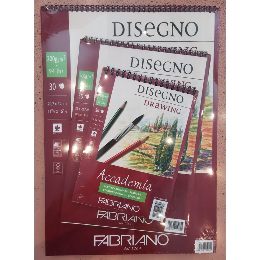 FABRIANO ACCADEMIA DRAWING SPIRAL BLOCK 200gsm 30S