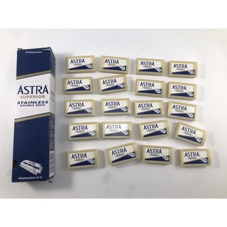 ASTRA ใบมีดโกนสแตนเลส ตราแอสตร้า 2 คม 1 กล่อง (20 กล่องเล็ก รวม 100 ใบ)