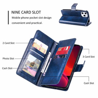 เคส Huawei Nova 2i 3e 4e 5i 7i Y5p Y6p Y6s Y6 Y7 Y9 2019 เคสโทรศัพท์มือถือหนัง PU ผสมซิลิโคน TPU นิ่ม ฝาพับแม่เหล็ก กันกระแทก พร้อมช่องใส่บัตร 9 ช่อง HuaweiNova Nova2i Nova5i Nova7i Nova3e Nova4e HuaweiY5P HuaweiY6P HuaweiY7 HuaweiY9 HuaweiY6s เคสหัวเว่ย
