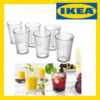 MADday - IKEA (ของแท้) แก้วน้ำ, แก้วใส,31ซล.ลายสวย 6ช้ิน (หนาพิเศษ)