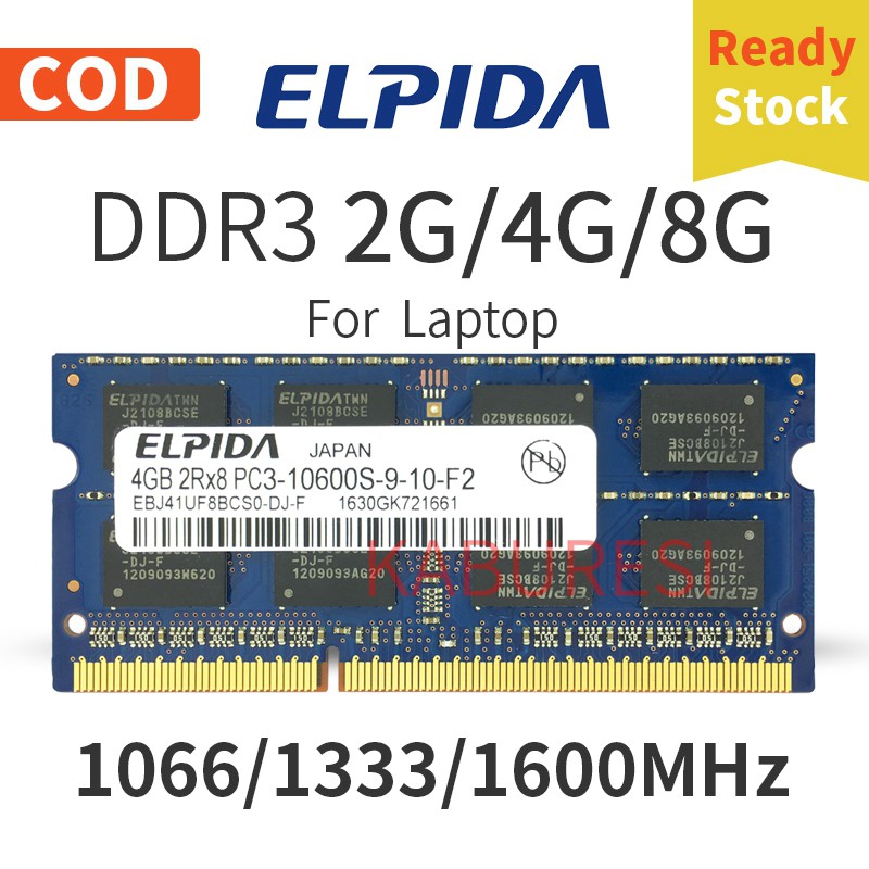 ELPIDA DDR3 SO-DIMM 2G 4G 8G 1066MHz 1333MHz 1600MHz PC3-8500S/10600S ...