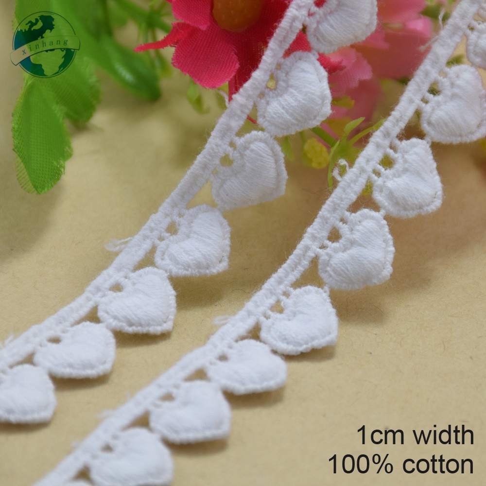 กว้าง 1 ซม.ผ้าฝ้าย 100% ขอบลูกไม้เย็บปักถักร้อยลูกไม้ diy trims มินิเดรสลูกไม้ริบบิ้น garment อุปกรณ์เสริม 3675