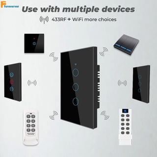 Smart Switch Wifi Touch Wall Switch (1/2/3/4 Gang) Compatible with Alexa and Google home fore