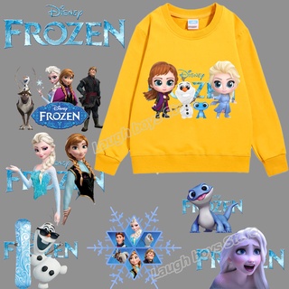 แผ่นสติกเกอร์ไวนิล ลายการ์ตูนดิสนีย์ Frozen Iron Patch on Clothing Sticker Olaf Elsa Anna สําหรับตกแต่งเสื้อผ้า Diy