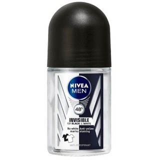 Nivea นีเวีย เมน อินวิซิเบิ้ล ฟอร์ แบล็คแอนด์ไวท์ โรลออนลดเหงื่อและระงับกลิ่นกาย 25ml.