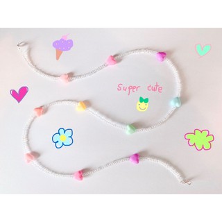 🌈พร้อมส่ง🌈 สายคล้องแมสลูกปัด ❤️รูปหัวใจ❤️ เบาเบา งานแฮนเมด สายหวาน ลูกคุณ