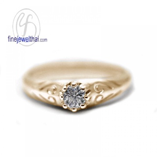 Finejewelthai-แหวนวินเทจ-แหวนเพชร-แหวนเงิน-เพชรสังเคราะห์-เงินแท้925-Vintage-Diamond-CZ-Silver-Ring-R1329cz-g/ pg