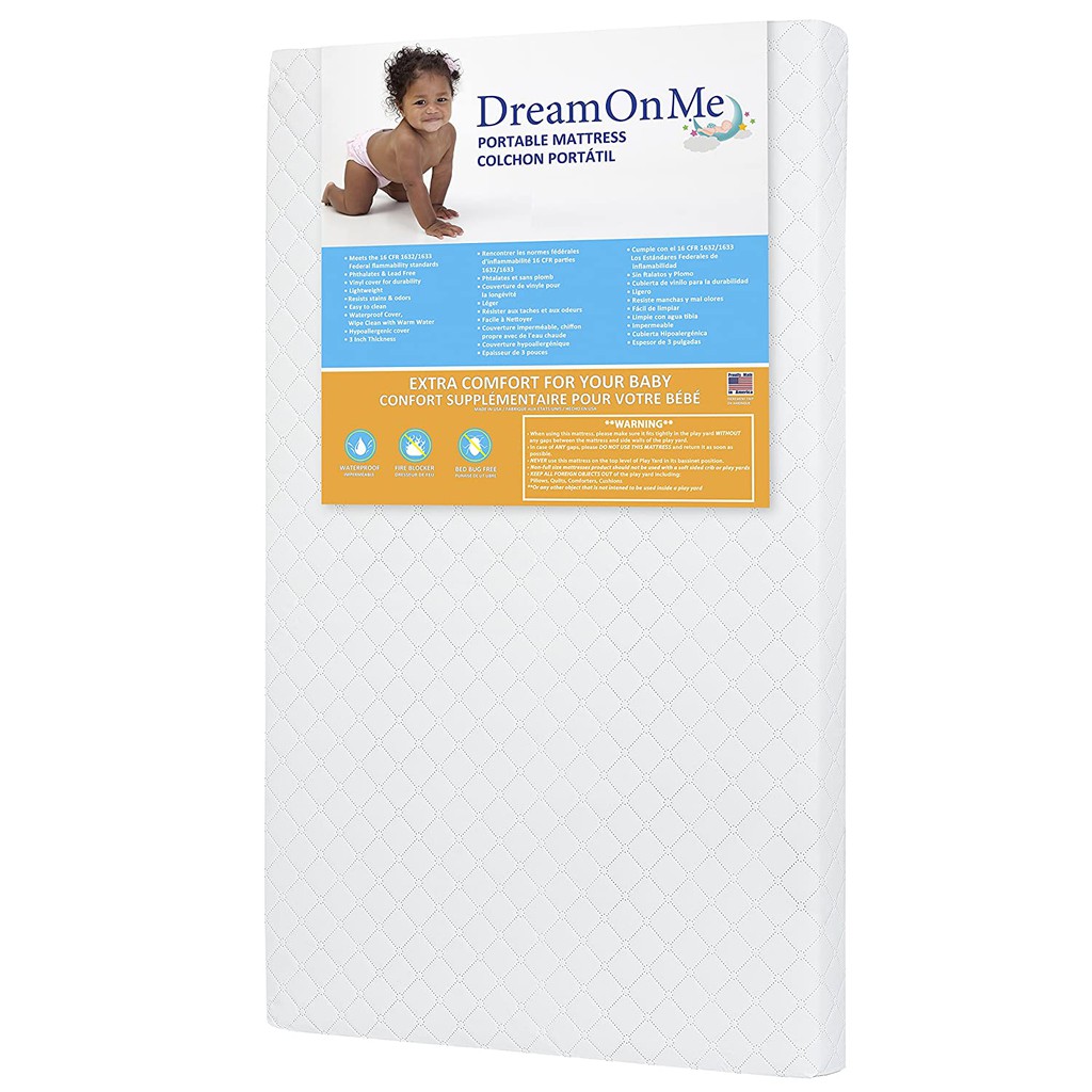 Dream On Me, Holly 3 Fiber ที่นอนเปลแบบพกพา I กันน้ํา I Green Guard Gold Certified I Made In The USA