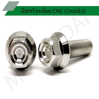 น๊อตหัวเหลี่ยม CNC C1 เบอร์12 น๊อตสแตนเลสเบอร์12 น๊อตเลส M8 สีเงิน