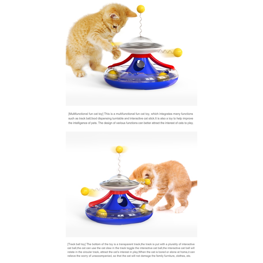 360Rotation Orbital Turntable Cat Toy Funny Cat Stick Cat Interactive ...