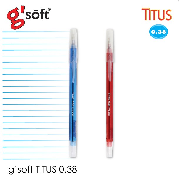 (30 ด้าม) ชุดเซ็ต ปากกาลูกลื่นเจล G'soft TITUS 0.38 ปากกาน้ำเงิน ปากกาแดง