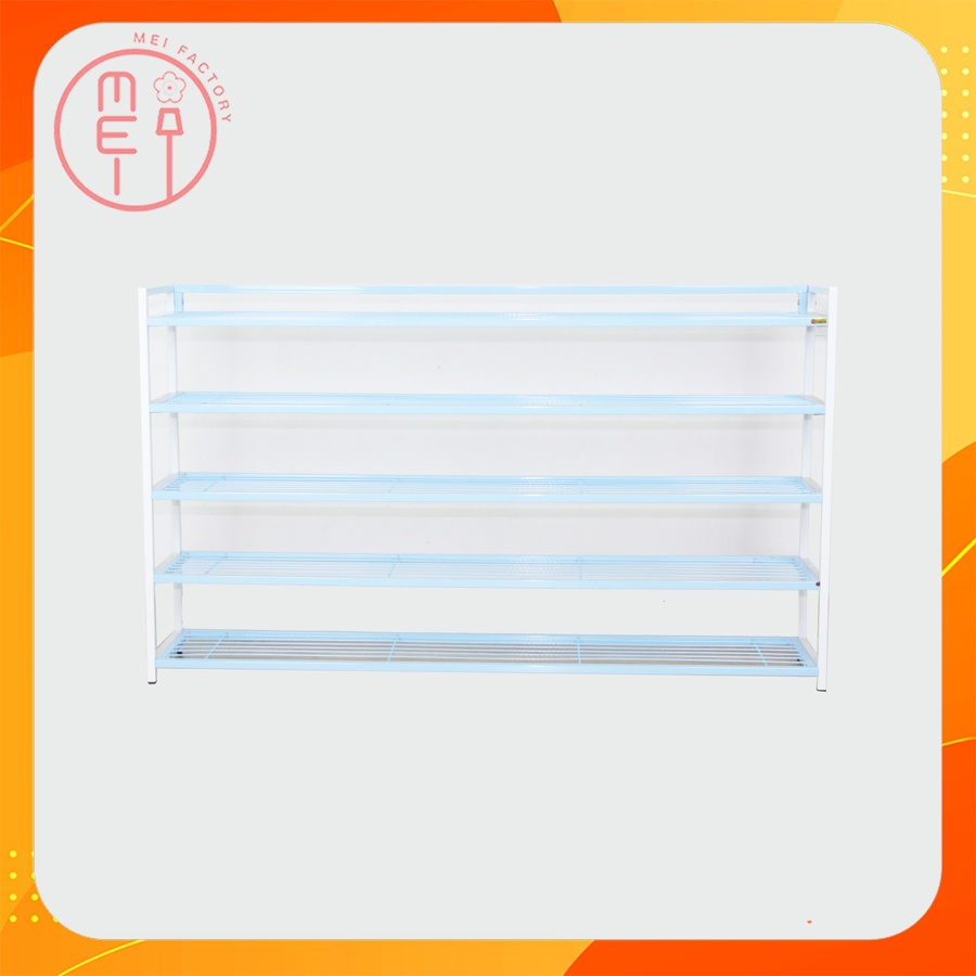 ชั้นวางรองเท้าเหล็ก อเนกประสงค์  วางสินค้า ชั้นวางรองเท้าคอสโม่ เหล็กหนา 5 ชั้น (3 สี ฟ้า เขียว ชมพู) - รูปที่ 7