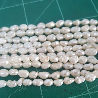 ไข่มุกแท้ DIY ร้อยด้าย ทรงเม็ดข้าว4-5mm ยาว35cm สีขาวธรรมชาติ พร้อมส่งค่ะ ผิวฺc