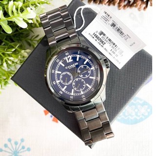 (ผ่อน0%) นาฬิกา Coach Analog Business Multi-Function Black Mens 14602062 สายสแตนเลส สีดำ หน้าปัดสีน้ำเงิน