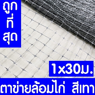 ตาข่ายกันนกพิราบ 1x30ม. สีเทา ตาข่ายล้อมไก่ ตาข่ายพลาสติก ไล่นกพิราบ กรงไก่ ป้องกันนกพิราบ เอ็นล้อมไก่ ไล่นก กันนก เกรดA